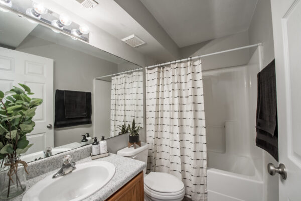 Model bathroom at Elevate Apartments Tallahassee, FL